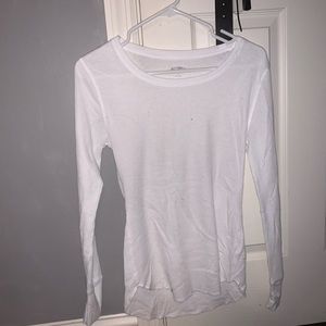 White Waffle-Knit Long Sleeve Tee